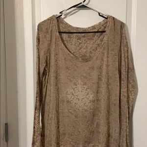 Long sleeve cutout back See-through shirt